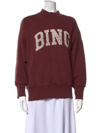 Pre-owned Anine Bing Graphic Print Mock Neck Sweater In Burgundy
