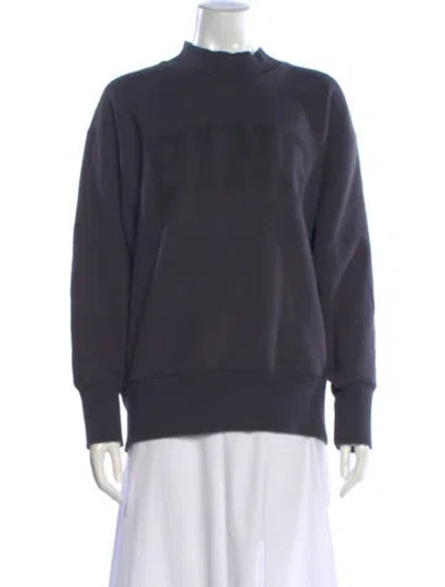 Pre-owned Anine Bing Graphic Print Mock Neck Sweater In Gray