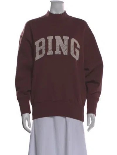 Pre-owned Anine Bing Graphic Print Mock Neck Sweater W/ Tags In Burgundy