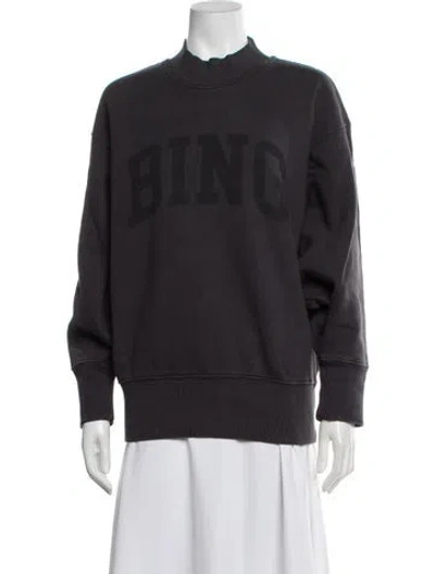 Pre-owned Anine Bing Graphic Print Mock Neck Sweatshirt In Gray