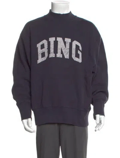 Pre-owned Anine Bing Graphic Print Mock Neck Sweatshirt In Gray