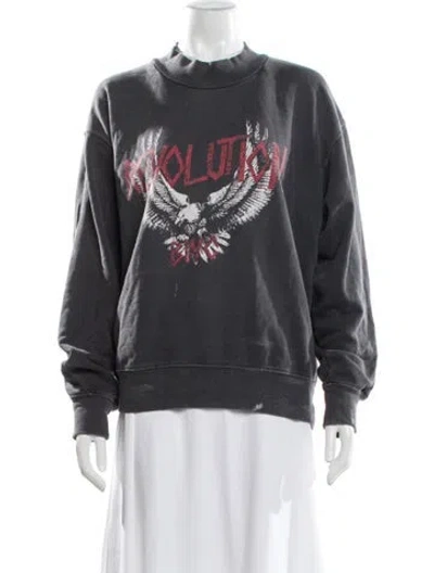 Pre-owned Anine Bing Graphic Print Mock Neck Sweatshirt In Gray