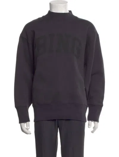 Pre-owned Anine Bing Graphic Print Mock Neck Sweatshirt In Grey