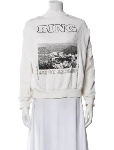 Pre-owned Anine Bing Graphic Print Mock Neck Sweatshirt In Neutral