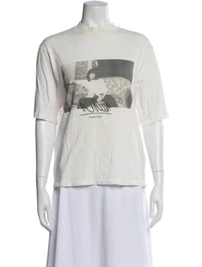 Pre-owned Anine Bing Graphic Print Mock Neck T-shirt In Neutral