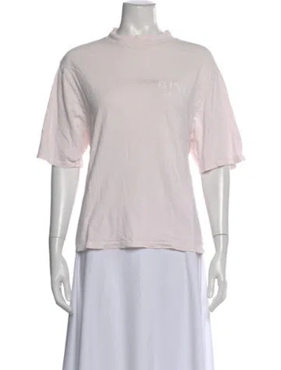 Pre-owned Anine Bing Graphic Print Mock Neck T-shirt In Pink