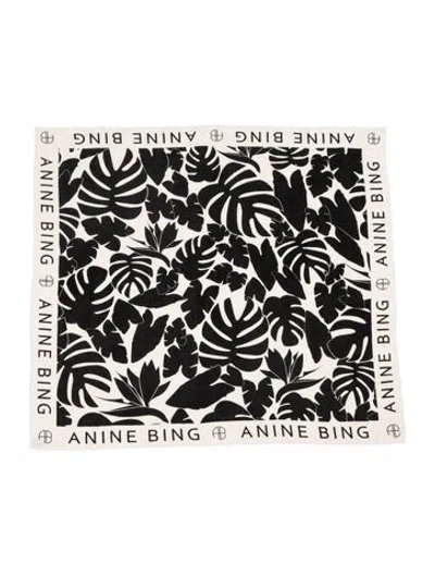 Pre-owned Anine Bing Graphic Print Scarf In White