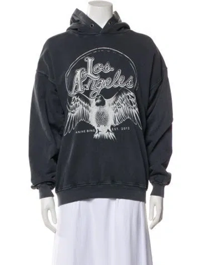 Pre-owned Anine Bing Graphic Print Turtleneck Sweatshirt In Blue