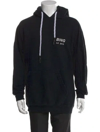 Pre-owned Anine Bing Graphic Print V-neck Hoodie In Black