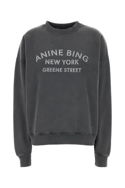Anine Bing Graphite Cotton Oversize Miles Sweatshirt In Gray