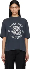 Anine Bing Collegiate Leopard Avi Tee Washed Charcoal In Black