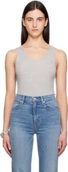 Anine Bing Ribbed Bodysuit Scoop Back In Gray