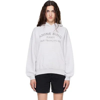 Anine Bing Gray Harvey Paris Stencil Hoodie In Grey