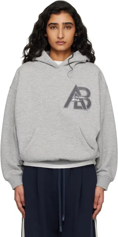 Anine Bing Jaci Hoodie Letterman In Gray