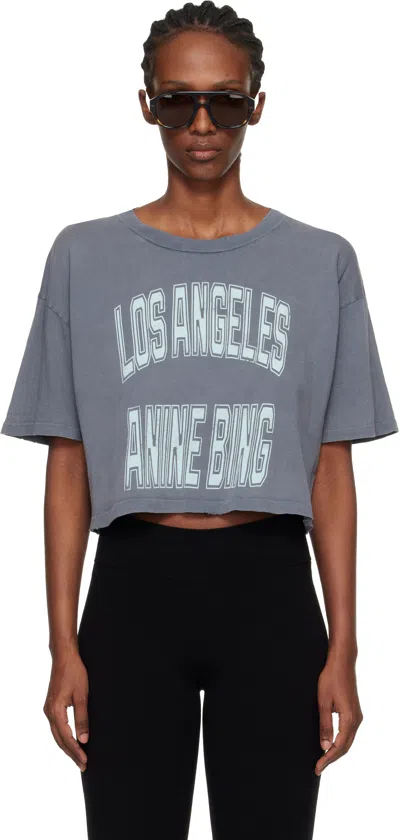 Anine Bing Johnny Cropped Tee In Washed Grey