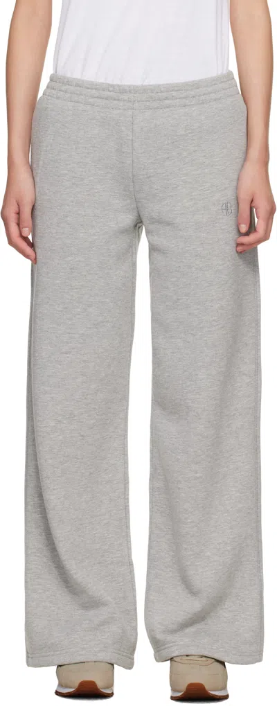 Anine Bing Gray Kacey Monogram Sweatpants