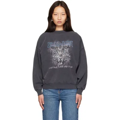 Anine Bing Gray Miles Leo Muse Sweatshirt In Black