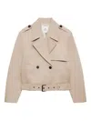 Anine Bing Womens Oatmeal Greer Belted Cotton Jacket In Neutral