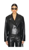 Anine Bing Simone Leather Blend Biker Jacket In Black