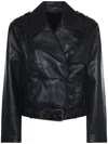 Anine Bing Simone Leather Blend Biker Jacket In Black