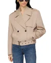 Anine Bing Womens Oatmeal Greer Belted Cotton Jacket In Gold
