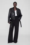 Anine Bing Greer Jacket In Black Recycled Leather In Black