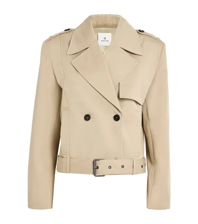 Anine Bing Greer Trench Short Jacket In Neutral