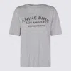 Anine Bing Graphic Print Crew Neck Short Sleeve Top In Gray