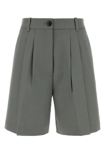 Anine Bing Grey Twill Brice Shorts In Gray