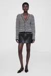Anine Bing Gwen Cardigan In Black And Ivory Stripe In Ivory