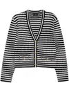 Anine Bing Gwen Cardigan In Black And Ivory Stripe