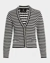 Anine Bing Gwen Cardigan In Black And Ivory Stripe In Whiteblack