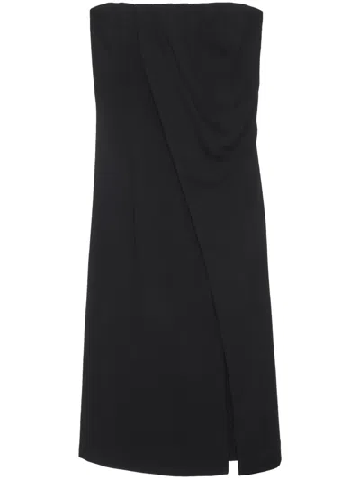 Anine Bing Tyla Strapless Gathered Midi Dress In Black