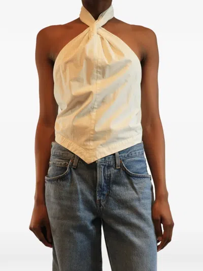 Pre-owned Anine Bing Halter-neck Handkerchief-hem Top In Neutral