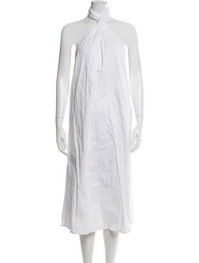 Pre-owned Anine Bing Halterneck Long Dress In White