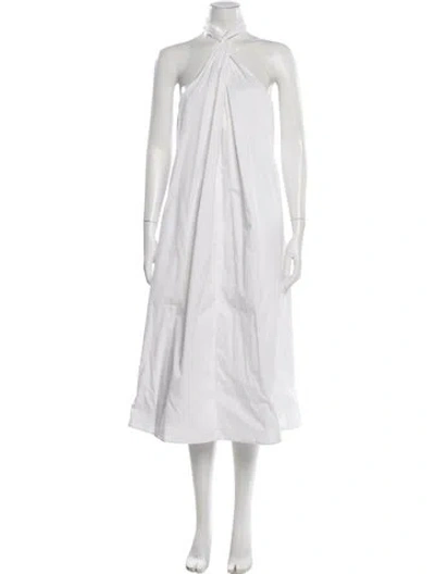 Pre-owned Anine Bing Halterneck Long Dress In White