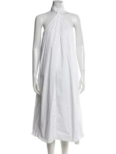 Pre-owned Anine Bing Halterneck Long Dress In White