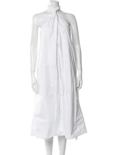 Pre-owned Anine Bing Halterneck Midi Length Dress In White