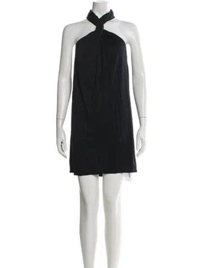 Pre-owned Anine Bing Halterneck Mini Dress In Black