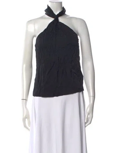 Pre-owned Anine Bing Halterneck Sleeveless Top In Black