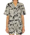 Anine Bing Hamilton Shirt In Black Floral Print In Black