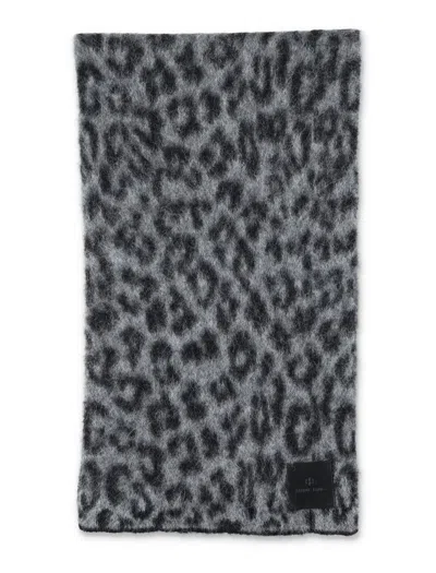 ANINE BING ANINE BING HANNAH GREY LEOPARD JACQUARD SCARF