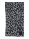 Anine Bing Rectangular Animal Pattern Scarf With Frayed Edges In Gray
