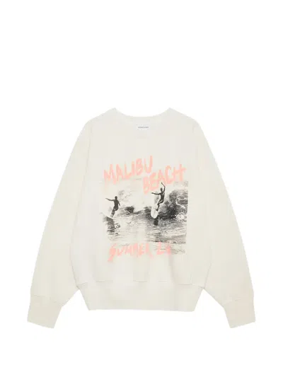 Anine Bing Patterned Crew Neck Long Sleeve Sweatshirt In Neutral