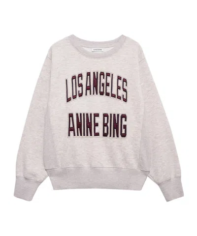 Anine Bing Womens Oatmeal Melange Harry Logo-embroidered Cotton Sweatshirt In White
