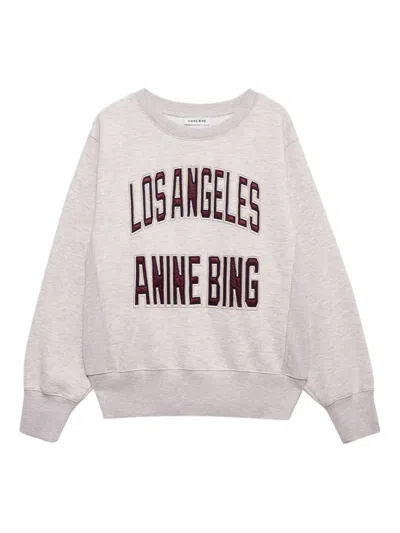Anine Bing Harry Long-sleeve Cropped Sweatshirt In Neutral