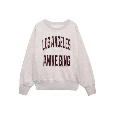 Anine Bing Womens Oatmeal Melange Harry Logo-embroidered Cotton Sweatshirt In White
