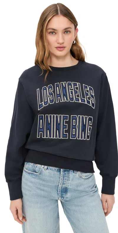 Anine Bing Harry Shrunken La Sweatshirt Vintage Black In Blue
