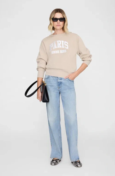 Anine Bing Harry Shrunken Paris Sweatshirt In Brown