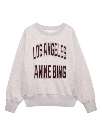 Anine Bing Womens Oatmeal Melange Harry Logo-embroidered Cotton Sweatshirt In White